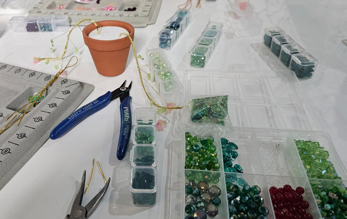 Close up of a craft session at the café