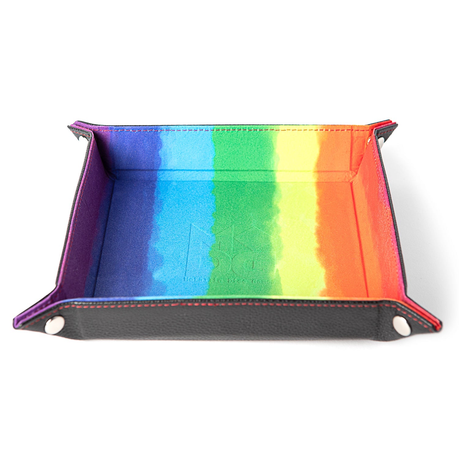 Fanroll - Fold Up Velvet Dice Tray w/ PU Leather Backing - Watercolor Rainbow product image at Cake or Dice