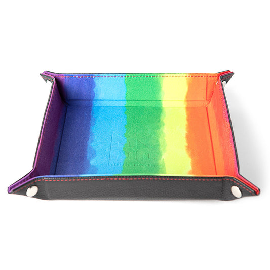 Fanroll - Fold Up Velvet Dice Tray w/ PU Leather Backing - Watercolor Rainbow product image at Cake or Dice